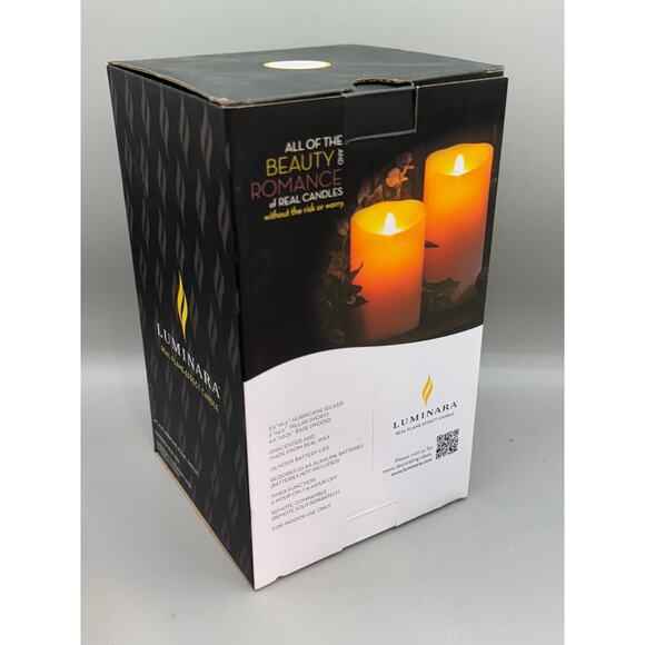 Luminara Eucalyptus Hurricane Glass Faux Candle Set NEW - Picture 3 of 4